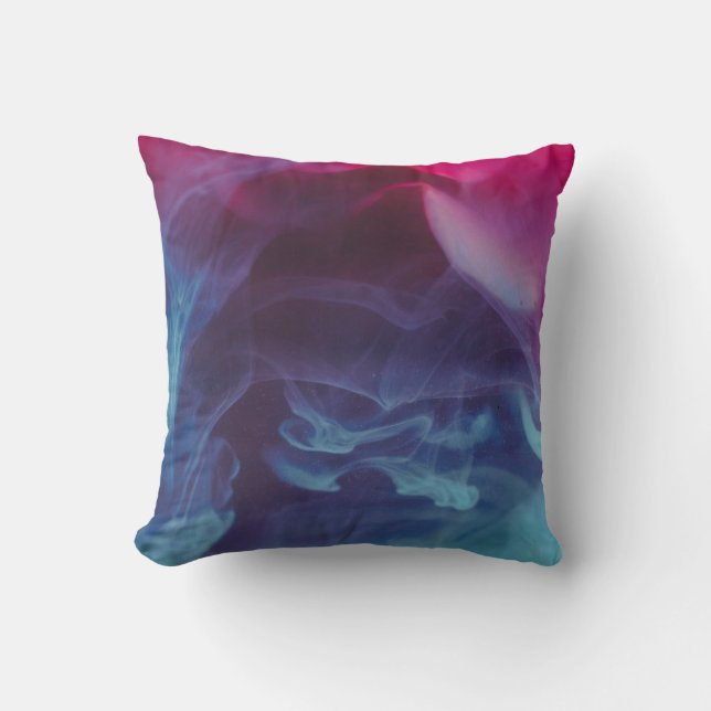 Coussin Papier peint numérique à fumée bleue, rouge et noi (Recto)