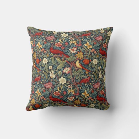 Coussin Papier Peint Oiseaux en Fleurs (Verso)