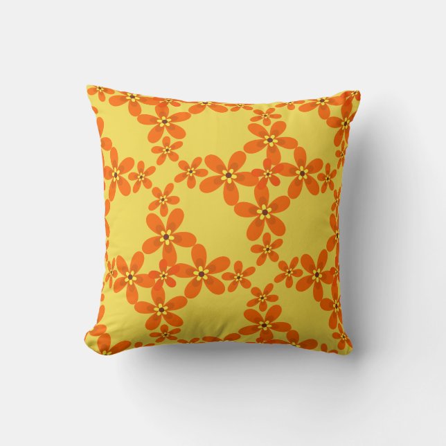 Coussin papier peint rétro orange 1970 (Recto)