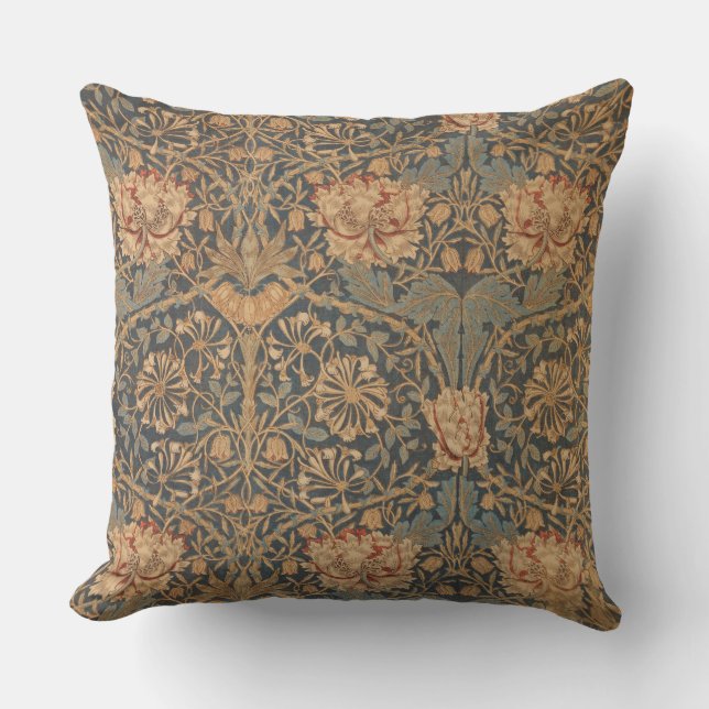 Coussin Papier peint riche au chèvrefeuille de William Mor (Recto)