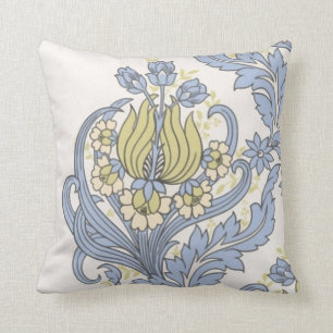 Coussin Papier peint vintage bleu floral