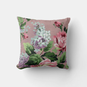 Coussin Papier peint Vintage Lilac et Rose