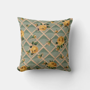Coussin Papier peint Vintage Roses Jaunes