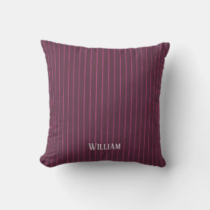 Coussin Papilles à rayures bordeaux personnalisées