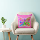 Coussin Papillon Abstrait 2 Faces Rose et Vert Citron (Chaise)