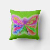 Coussin Papillon Abstrait 2 Faces Rose et Vert Citron (Verso)