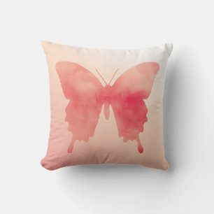 Coussin Papillon aquarelle - Corail et Pêche