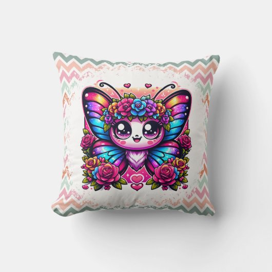 Coussin Papillon arc-en-ciel magique (Recto)