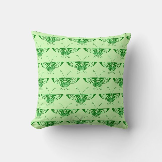 Coussin Papillon Art déco stylisé - vert émeraude (Recto)