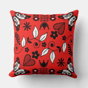 Coussin Papillon art folklorique scandinave 