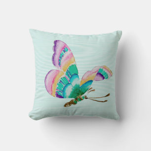 Coussin Papillon aux aquarelles colorées