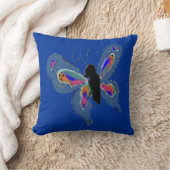 Coussin Papillon avec Arrière - plan bleu gras (Couverture)