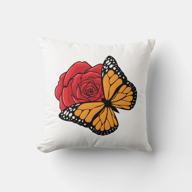 Coussin Papillon avec Rose (Recto)