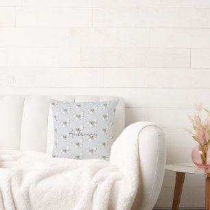 Coussin Papillon blanc et joli bleu