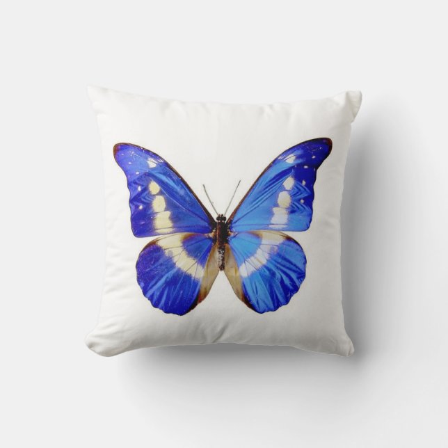 Coussin Papillon bleu - carreau (Recto)