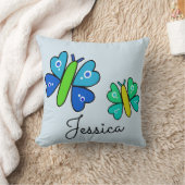Coussin Papillon bleu et vert personnalisé (Couverture)