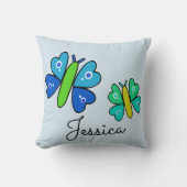 Coussin Papillon bleu et vert personnalisé (Recto)