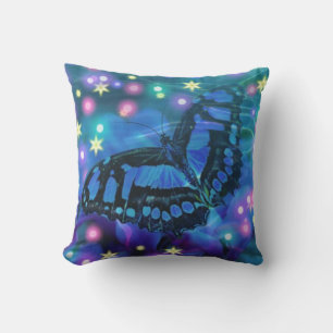 Coussin Papillon bleu magique