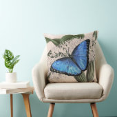Coussin Papillon bleu Morpho Floral Nature Art (Chaise)
