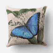Coussin Papillon bleu Morpho Floral Nature Art (Verso)