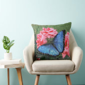 Coussin Papillon bleu Morpho Floral Nature Art (Chaise)