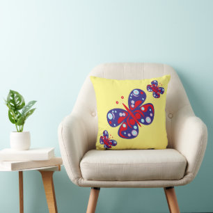 Coussin Papillon bleu vecteur mou