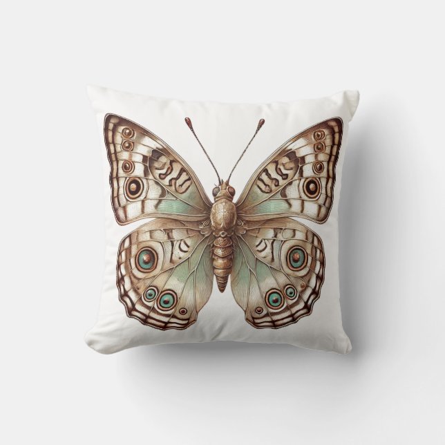 Coussin Papillon Botanique Nature Inspiré Art (Recto)