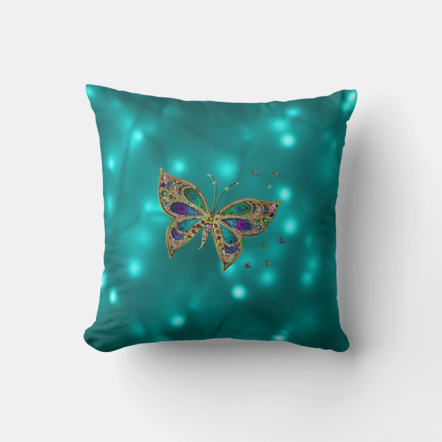 Coussin Papillon Carrelé sur le design Turquoise Neon (Recto)