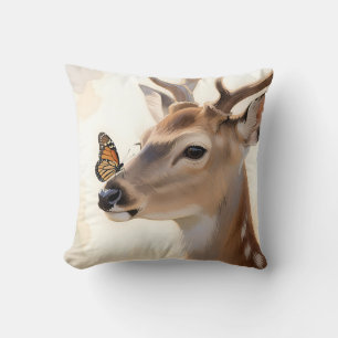 Coussin Papillon Cerf Aquarelle