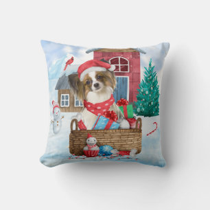 Coussin Papillon Chien dans la neige Maison de Chien de No
