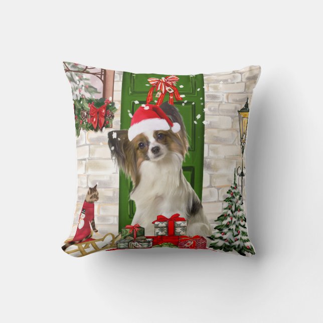 Coussin Papillon Chien Noël (Recto)