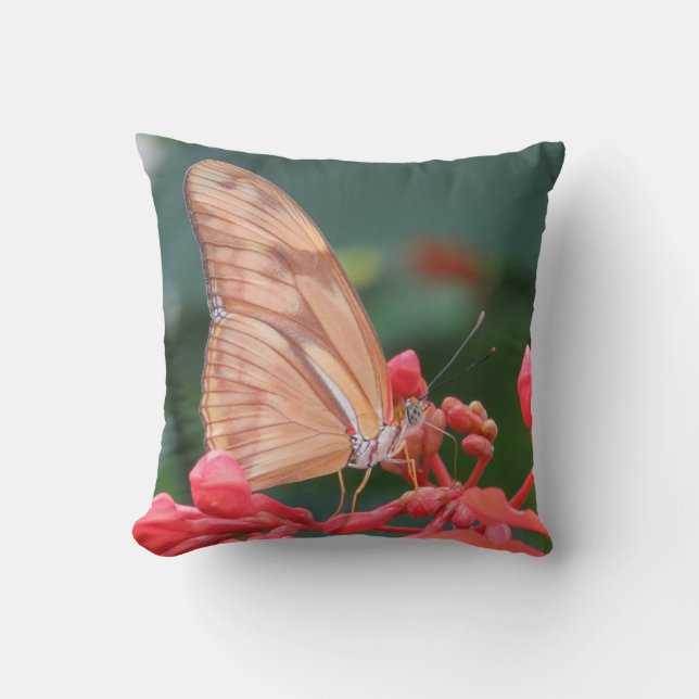 Coussin Papillon de corail rose (Recto)