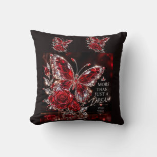 Coussin Papillon de cristal de rubis et rose