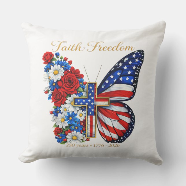 Coussin Papillon de la foi et de la liberté 250e anniversa (Recto)