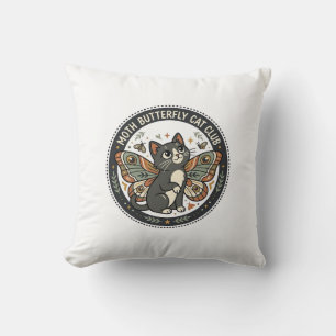 Coussin Papillon de nuit Chat POD Art Vectoriel - Papillon