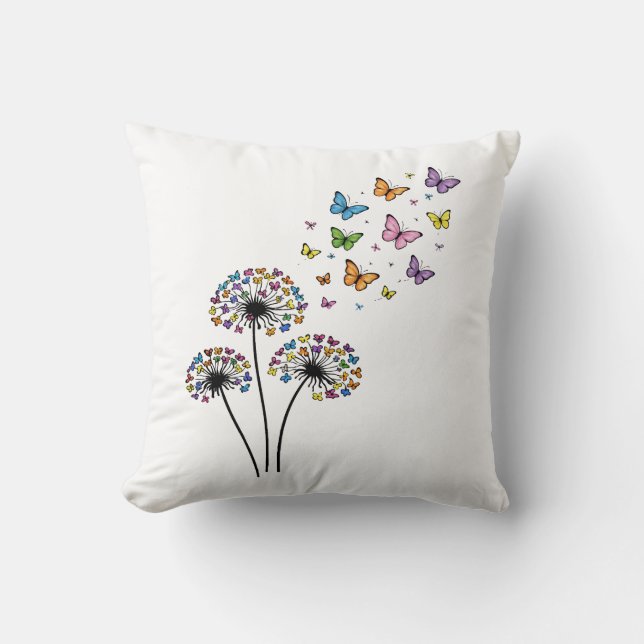 Coussin Papillon de pissenlit en vol (Recto)