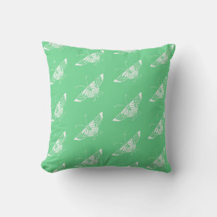 Coussin Papillon déco stylisé - vert menthe