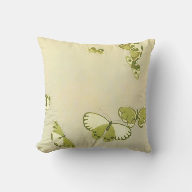 Coussin Papillon d'impression vintage bloc de bois -Coussi (Recto)