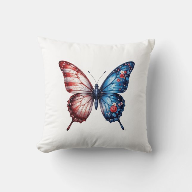 Coussin Papillon du drapeau américain (Recto)