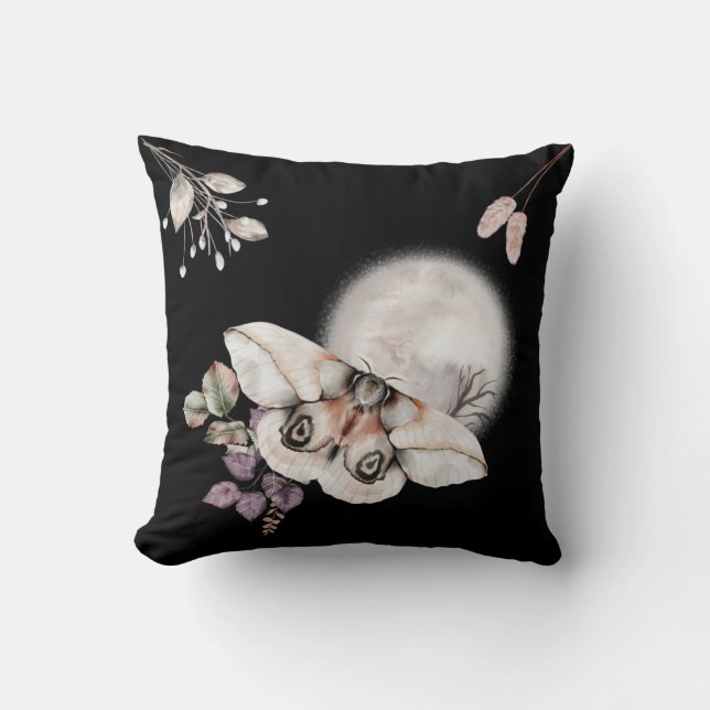 Coussin Papillon éclairé par la lune Graphique (Recto)