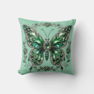 Coussin Papillon en cristal vert Cadre floral