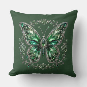 Coussin Papillon en cristal vert Cadre floral