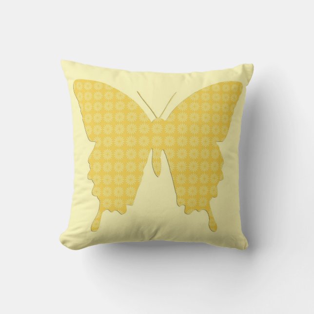 Coussin Papillon en étoile - jaune or (Recto)