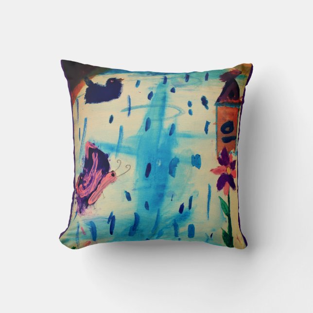 Coussin Papillon en journée de pluie (Recto)