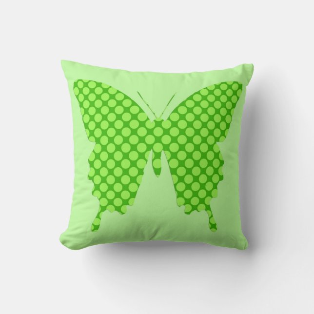 Coussin Papillon en motif à point - vert citron (Recto)