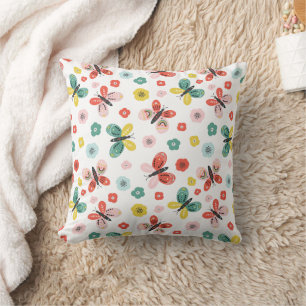 Coussin Papillon et motif floral