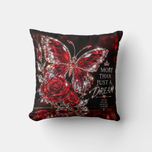 Coussin Papillon et Rose de cristal de rubis