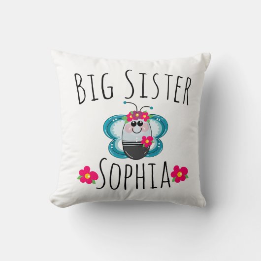 Coussin Papillon fait sur commande et fleur de grande (Recto)