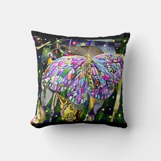 Coussin Papillon Feuille d'or ! (Recto)