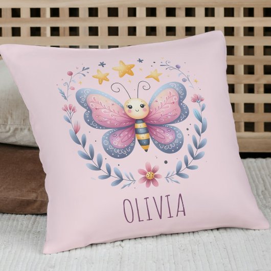 Coussin Papillon floral esthétique mignon 